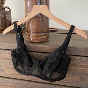 Victorias Secret Very Sexy Sheer Banded Strappy Black Unlined Balconet Bra 32DDD